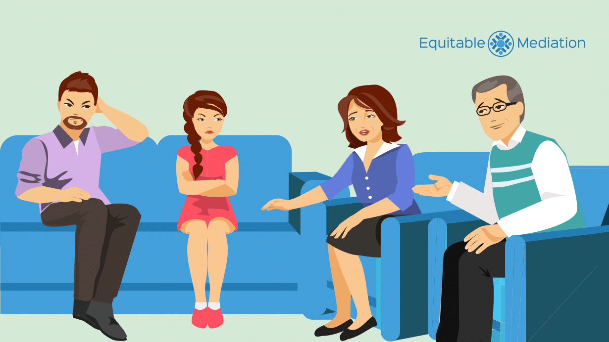 An older couple reflecting on divorce after a long marriage while navigating parental concerns—an emotionally complex situation Equitable Mediation helps manage with care and clarity. Joe and Cheryl Dillon provide expert guidance to help you part ways respectfully while supporting your family’s needs. Call (877) 732-6682 today to begin your peaceful divorce journey with Equitable Mediation.