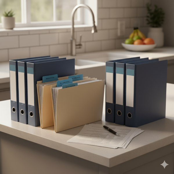 Organized financial documents neatly arranged for preparing a California Spousal Support Agreement in mediation. If you need help negotiating fairly, call Equitable Mediation at (877) 732-6682.”