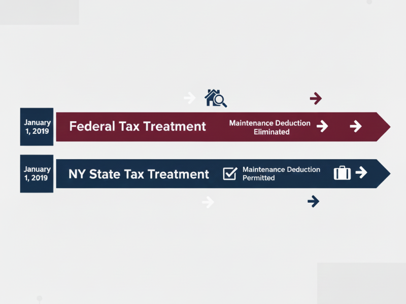 Understand why Spousal Maintenance New York requires special adjustments on the New York State IT-201 return, highlighting the add-back and deduction rules federal law no longer uses; includes a call to action: Call (877) 732-6682 for guidance from Equitable Mediation.