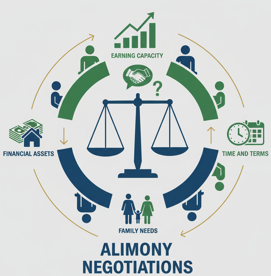 Retirement and Social Security planning during alimony negotiations in New Jersey guided by Equitable Mediation, showing how IRAs, pensions, and future income streams affect fair and sustainable spousal support agreements. Call (877) 732-6682 for expert divorce mediation support.