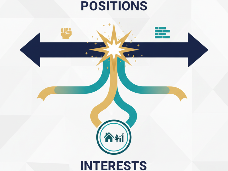 Separating positions from interests helps resolve spousal maintenance disputes in New York divorce negotiations, focusing on housing stability, education goals, and financial security for children—contact Equitable Mediation at (877) 732-6682 to discuss your situation.