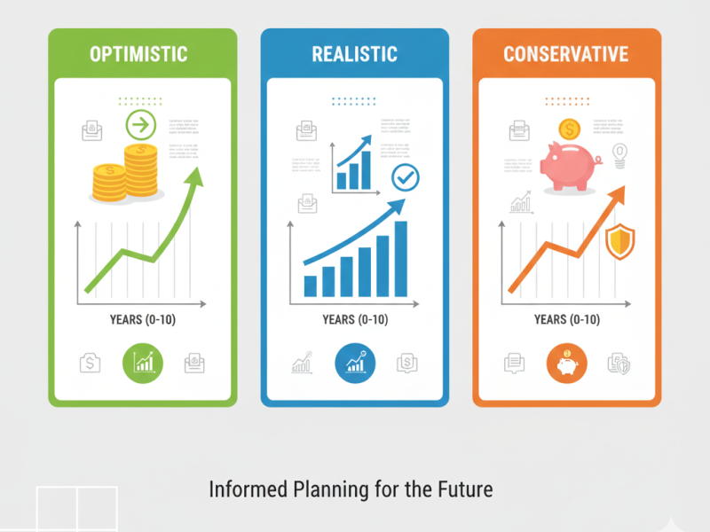 Financial modeling charts comparing optimistic, realistic, and pessimistic scenarios for New York maintenance payments, income changes, and step-down provisions during mediation. Call (877) 732-6682 for guidance from Equitable Mediation.