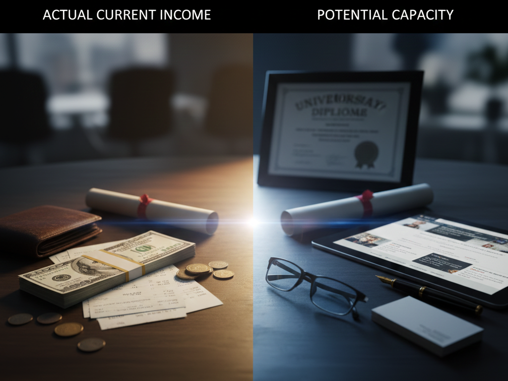 Understanding how Pennsylvania assesses income and earning capacity for alimony decisions, including actual earnings, imputed income, and financial analysis. Call Equitable Mediation at (877) 732-6682 for guidance on your case.