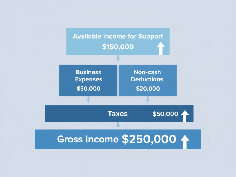 Income analysis for Washington spousal maintenance, evaluating bonuses, variable compensation, and self-employment cash flow to determine true earning capacity for fair support. Call (877) 732-6682 for experienced guidance from Equitable Mediation.